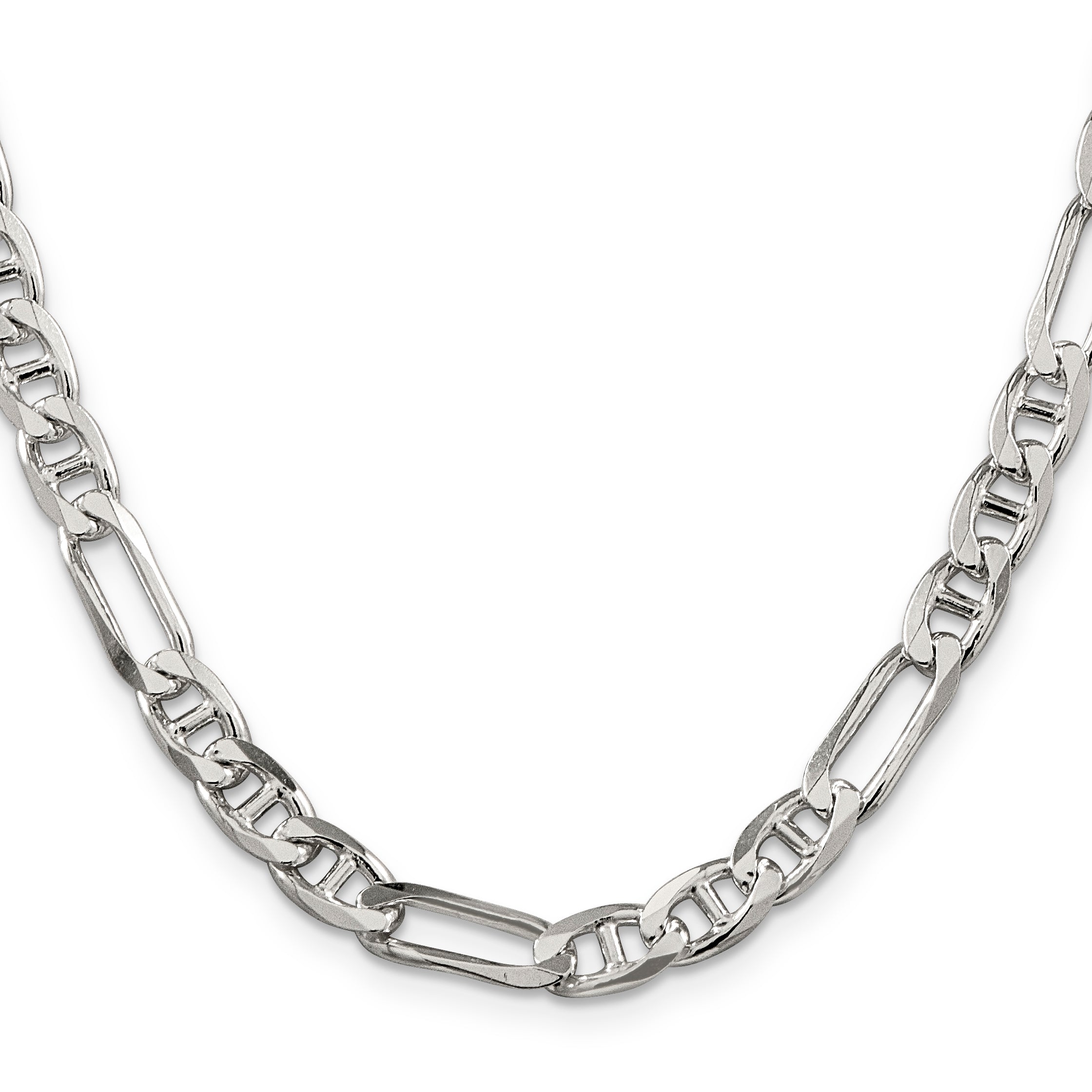 26 Inch Sterling Silver 6.5mm Figaro Anchor Chain Necklace