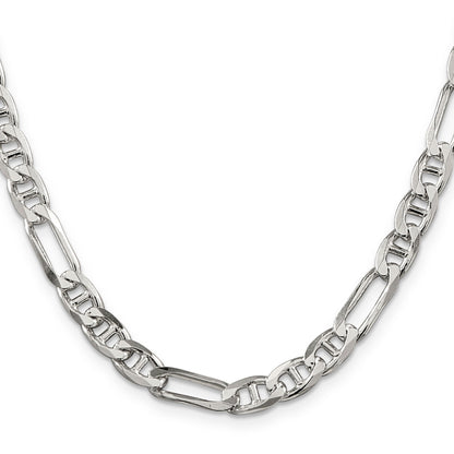 26 Inch Sterling Silver 6.5mm Figaro Anchor Chain Necklace
