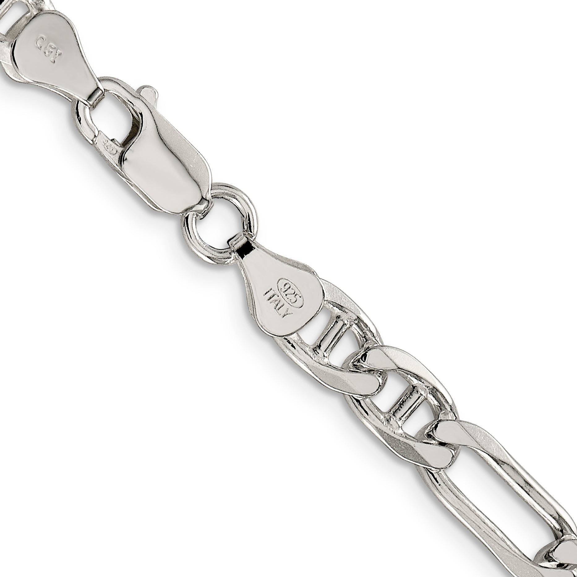 26 Inch Sterling Silver 6.5mm Figaro Anchor Chain Necklace