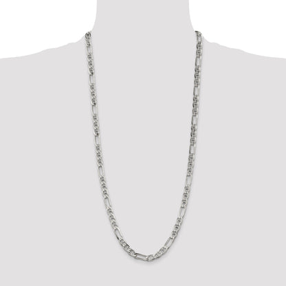30 Inch Sterling Silver 6.5mm Figaro Anchor Chain Necklace