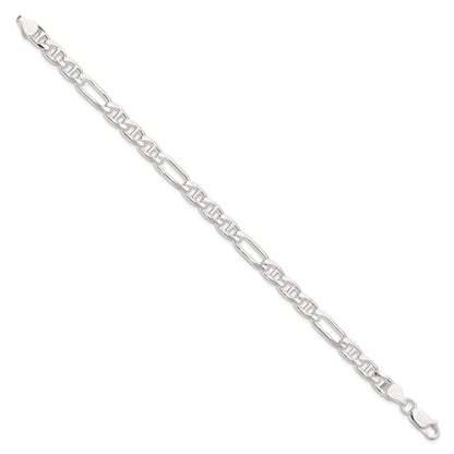 9 Inch Sterling Silver 6.5mm Figaro Anchor Chain Bracelet