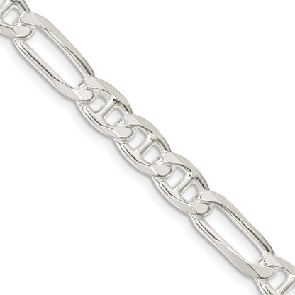 26 Inch Sterling Silver 6.5mm Figaro Anchor Chain Necklace