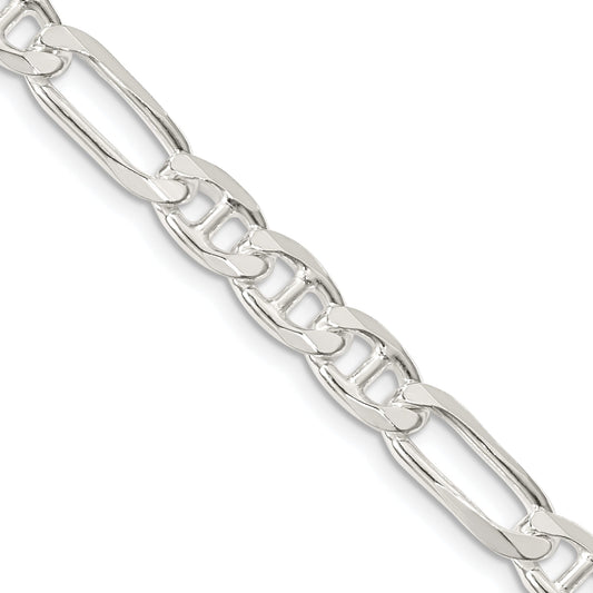 22 Inch Sterling Silver 6.5mm Figaro Anchor Chain Necklace