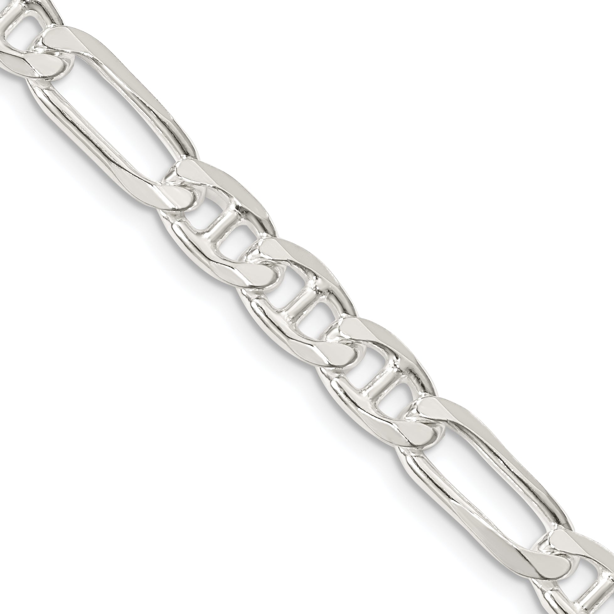 20 Inch Sterling Silver 6.5mm Figaro Anchor Chain Necklace