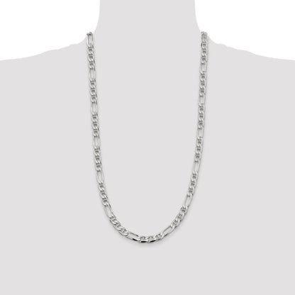 28 Inch Sterling Silver 7.5mm Figaro Anchor Chain Necklace