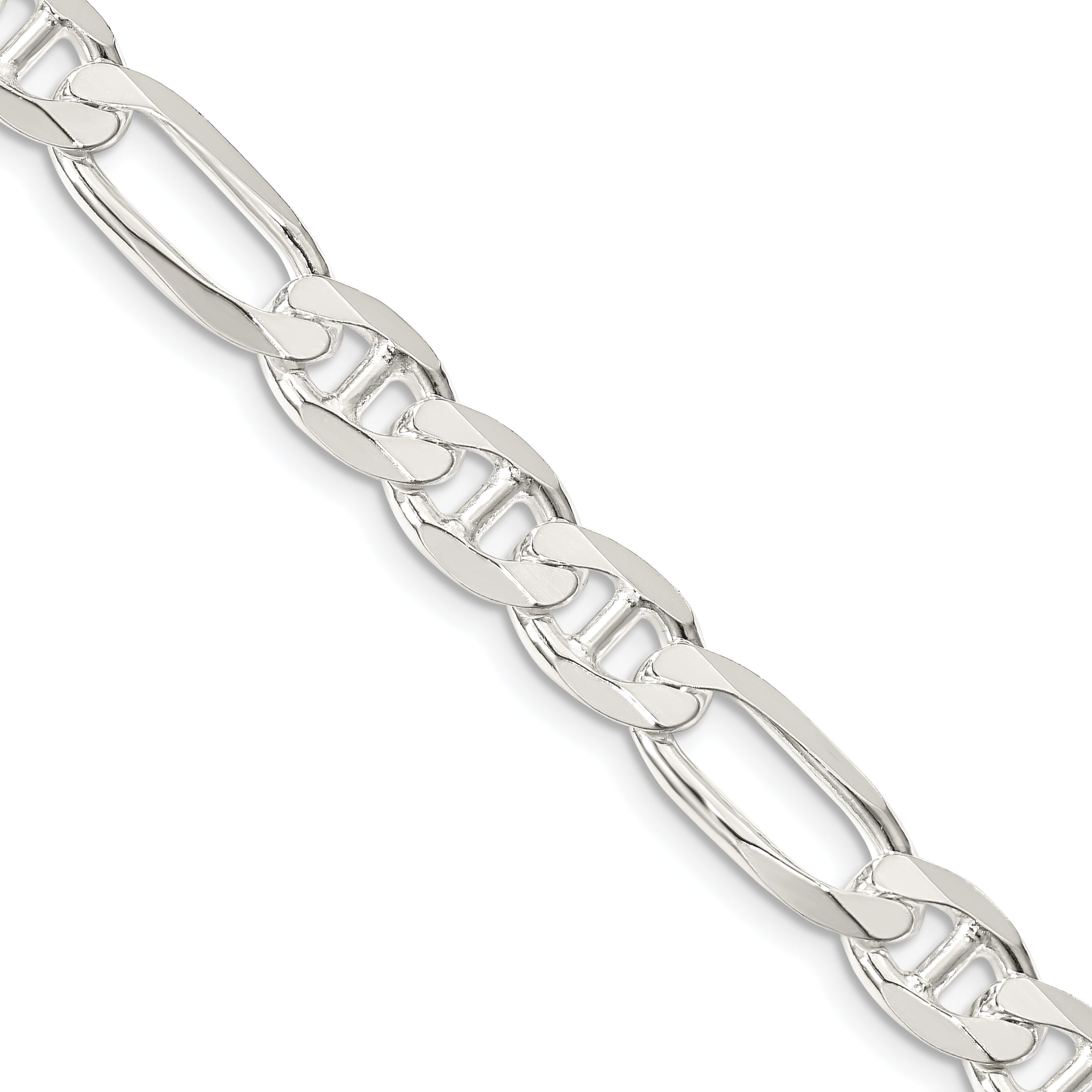 26 Inch Sterling Silver 7.5mm Figaro Anchor Chain Necklace