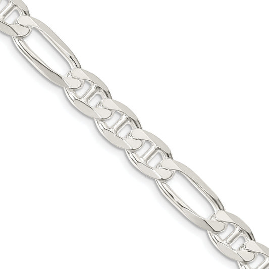 26 Inch Sterling Silver 7.5mm Figaro Anchor Chain Necklace