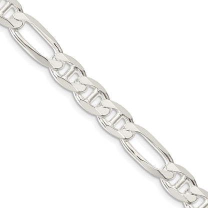 30 Inch Sterling Silver 7.5mm Figaro Anchor Chain Necklace