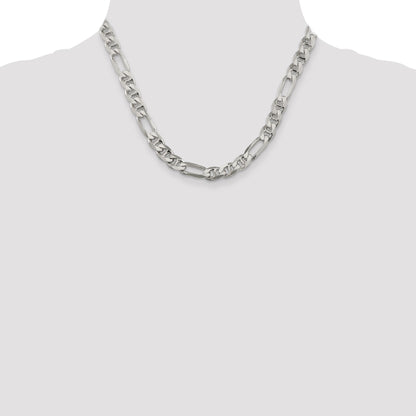 18 Inch Sterling Silver 8.25mm Figaro Anchor Chain