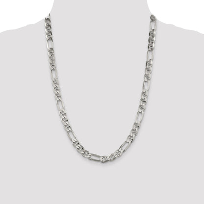 24 Inch Sterling Silver 8.25mm Figaro Anchor Chain Necklace