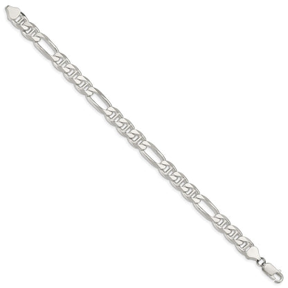 9 Inch Sterling Silver 8.25mm Figaro Anchor Chain Bracelet