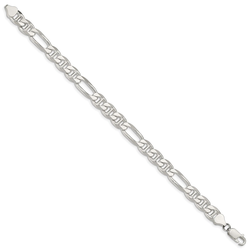 7 Inch Sterling Silver 8.25mm Figaro Anchor Chain Bracelet