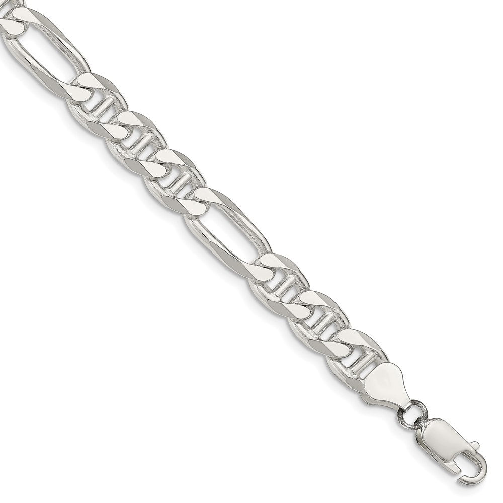 9 Inch Sterling Silver 8.25mm Figaro Anchor Chain Bracelet