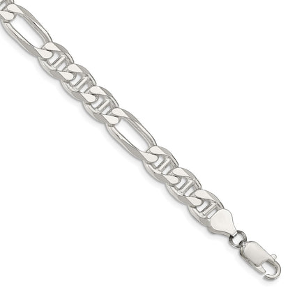9 Inch Sterling Silver 8.25mm Figaro Anchor Chain Bracelet