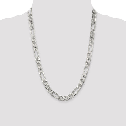 24 Inch Sterling Silver 8.75mm Figaro Anchor Chain Necklace