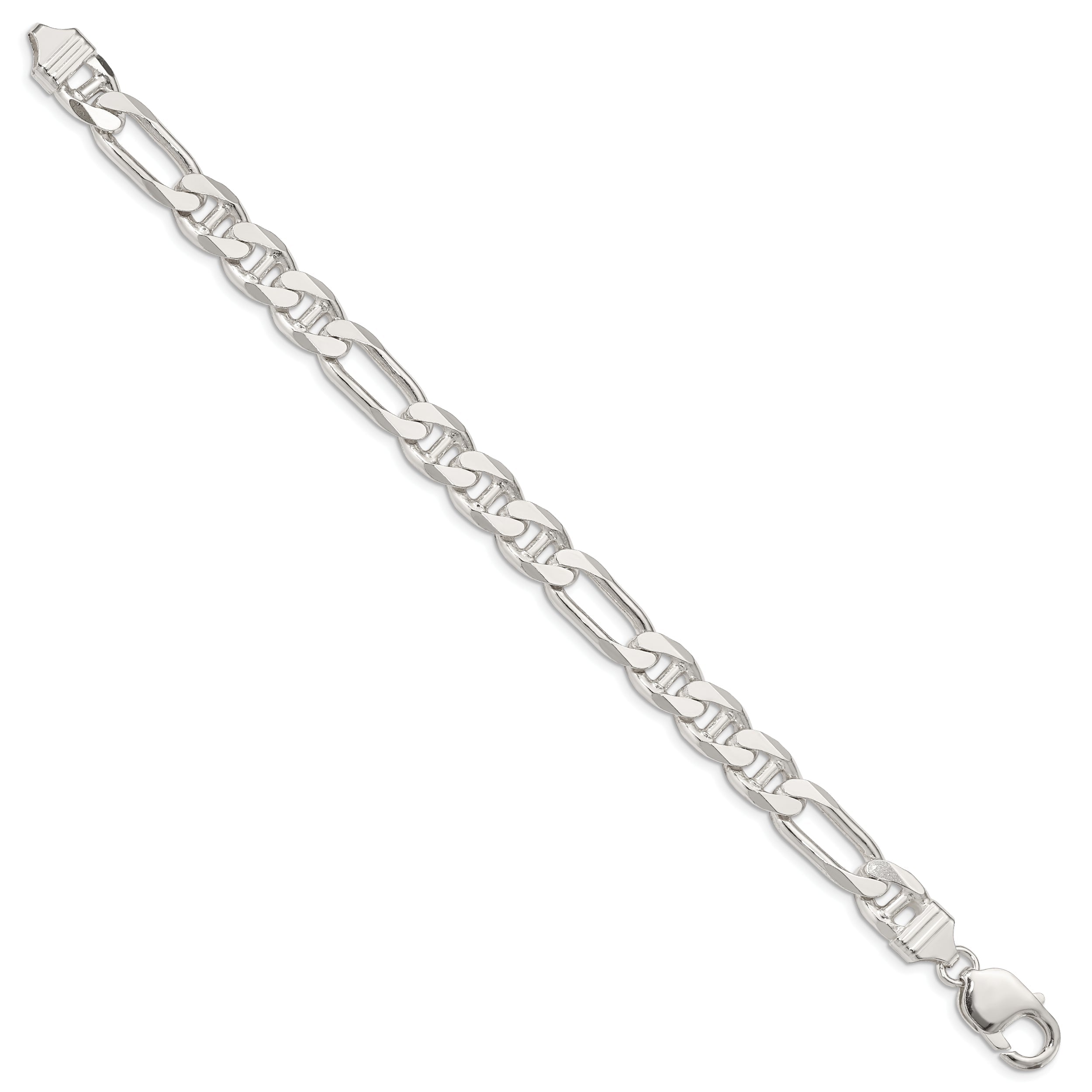 9 Inch Sterling Silver 8.75mm Figaro Anchor Chain Bracelet