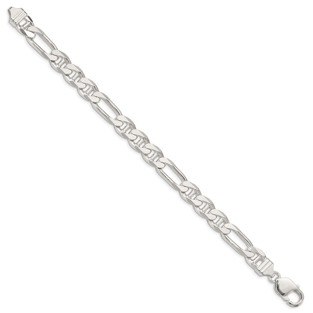 8 Inch Sterling Silver 8.75mm Figaro Anchor Chain Bracelet