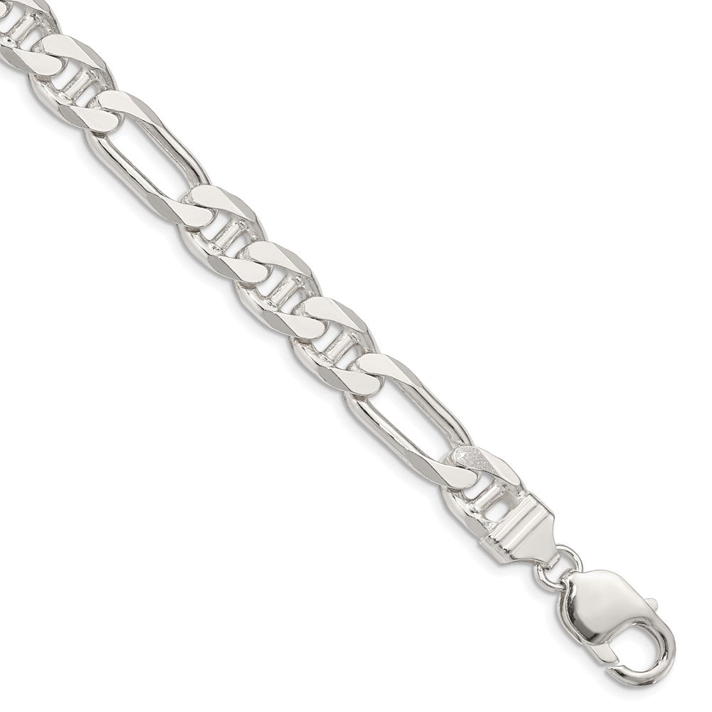 8 Inch Sterling Silver 8.75mm Figaro Anchor Chain Bracelet