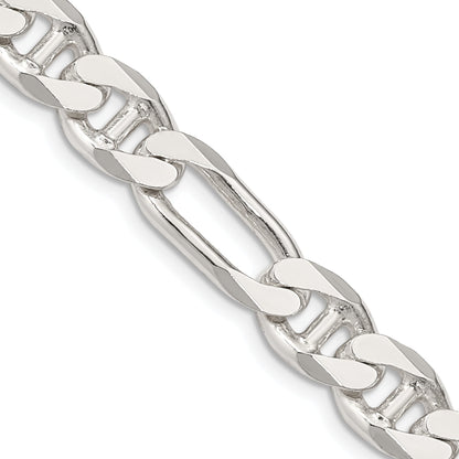 24 Inch Sterling Silver 8.75mm Figaro Anchor Chain Necklace