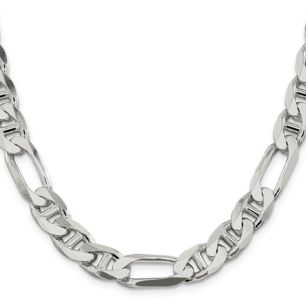 24 Inch Sterling Silver 10.65mm Figaro Anchor Chain Necklace