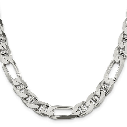 24 Inch Sterling Silver 10.65mm Figaro Anchor Chain Necklace