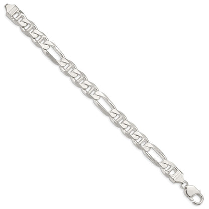 8 Inch Sterling Silver 10.65mm Figaro Anchor Chain Bracelet