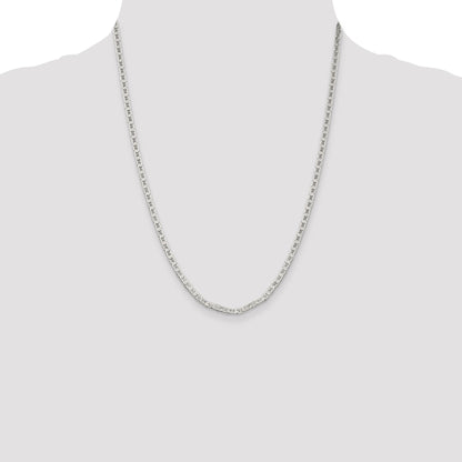 22 Inch Sterling Silver 3mm Flat Anchor Chain Necklace