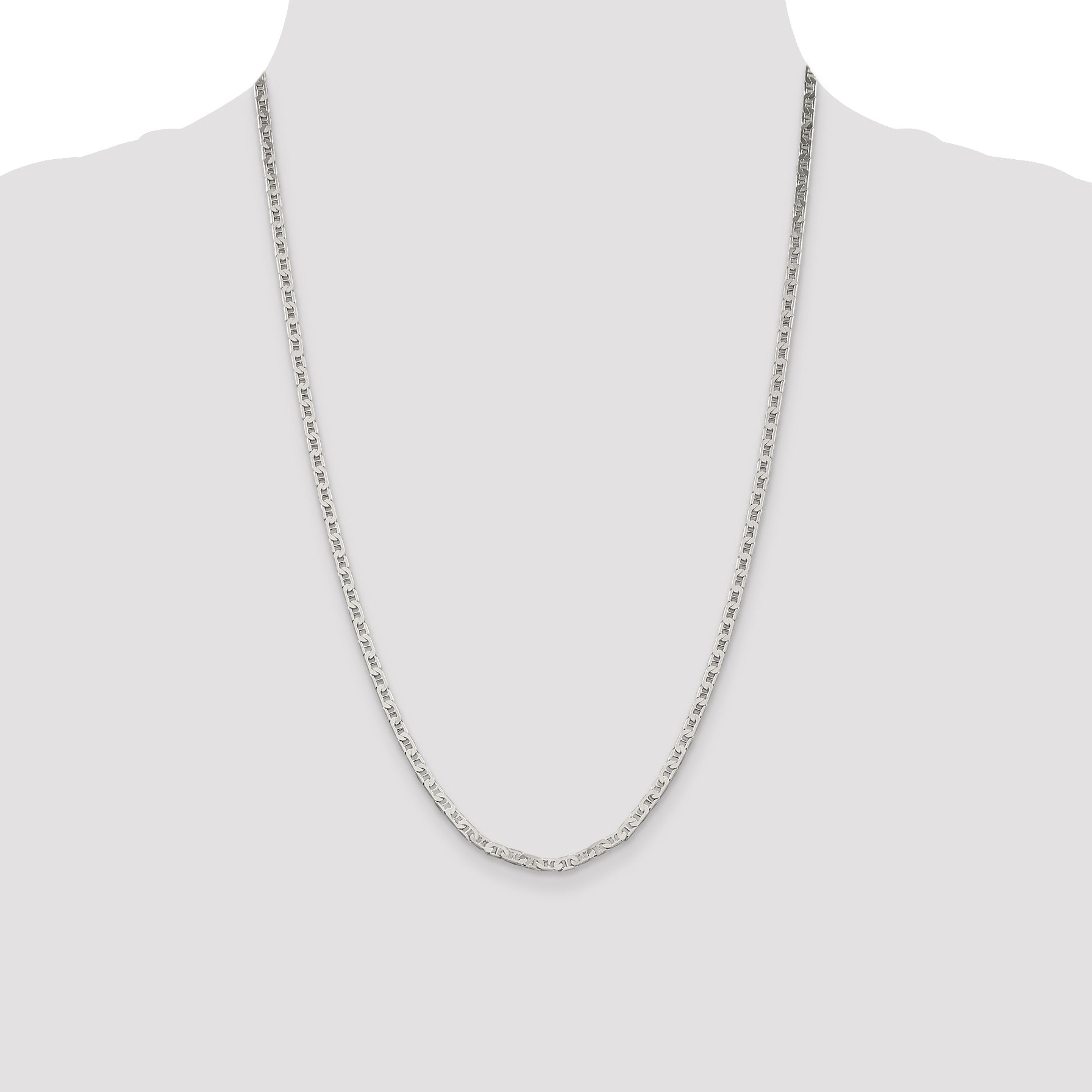 24 Inch Sterling Silver 3mm Flat Anchor Chain
