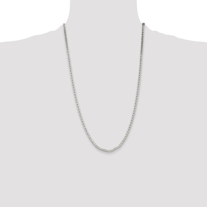 26 Inch Sterling Silver 3mm Flat Anchor Chain Necklace