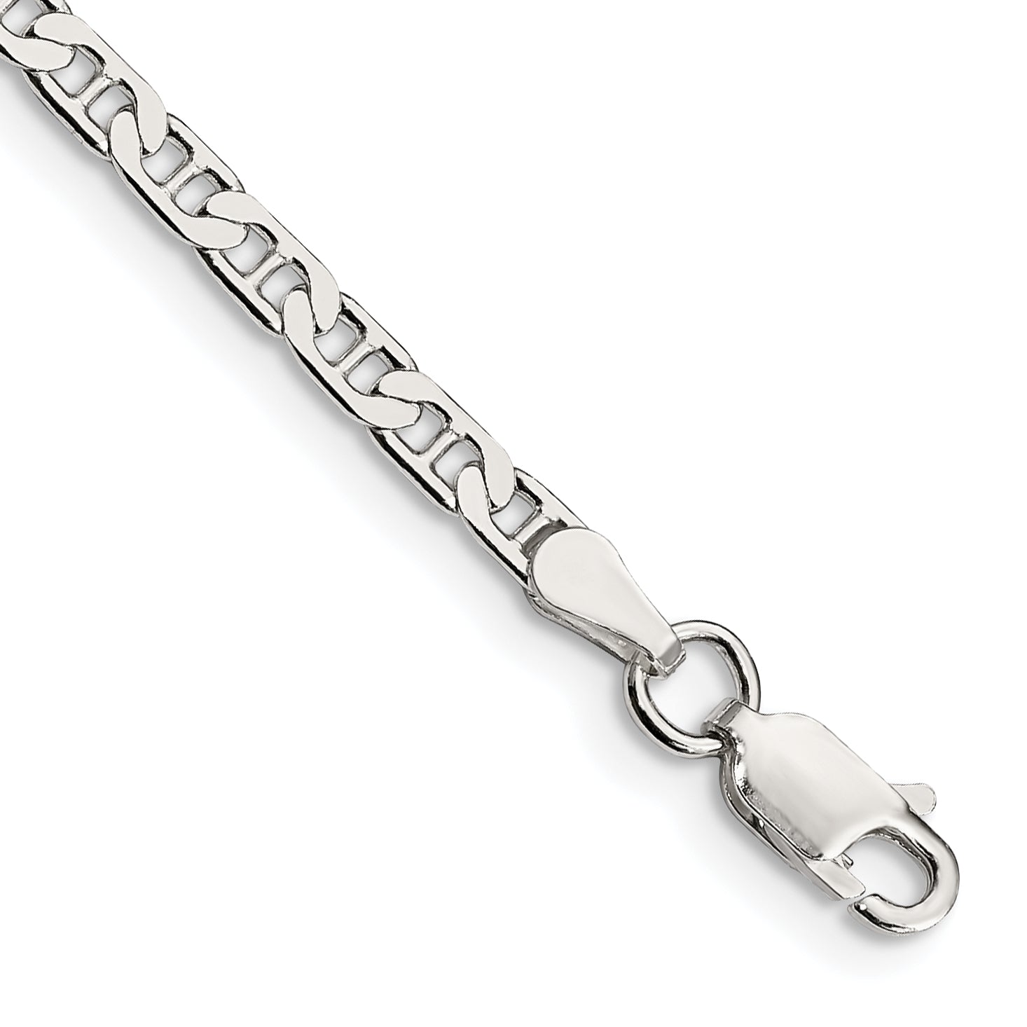 8 Inch Sterling Silver 3mm Flat Anchor Chain Bracelet