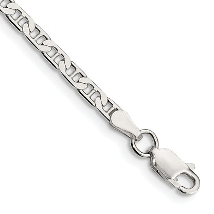7 Inch Sterling Silver 3mm Flat Anchor Chain Bracelet