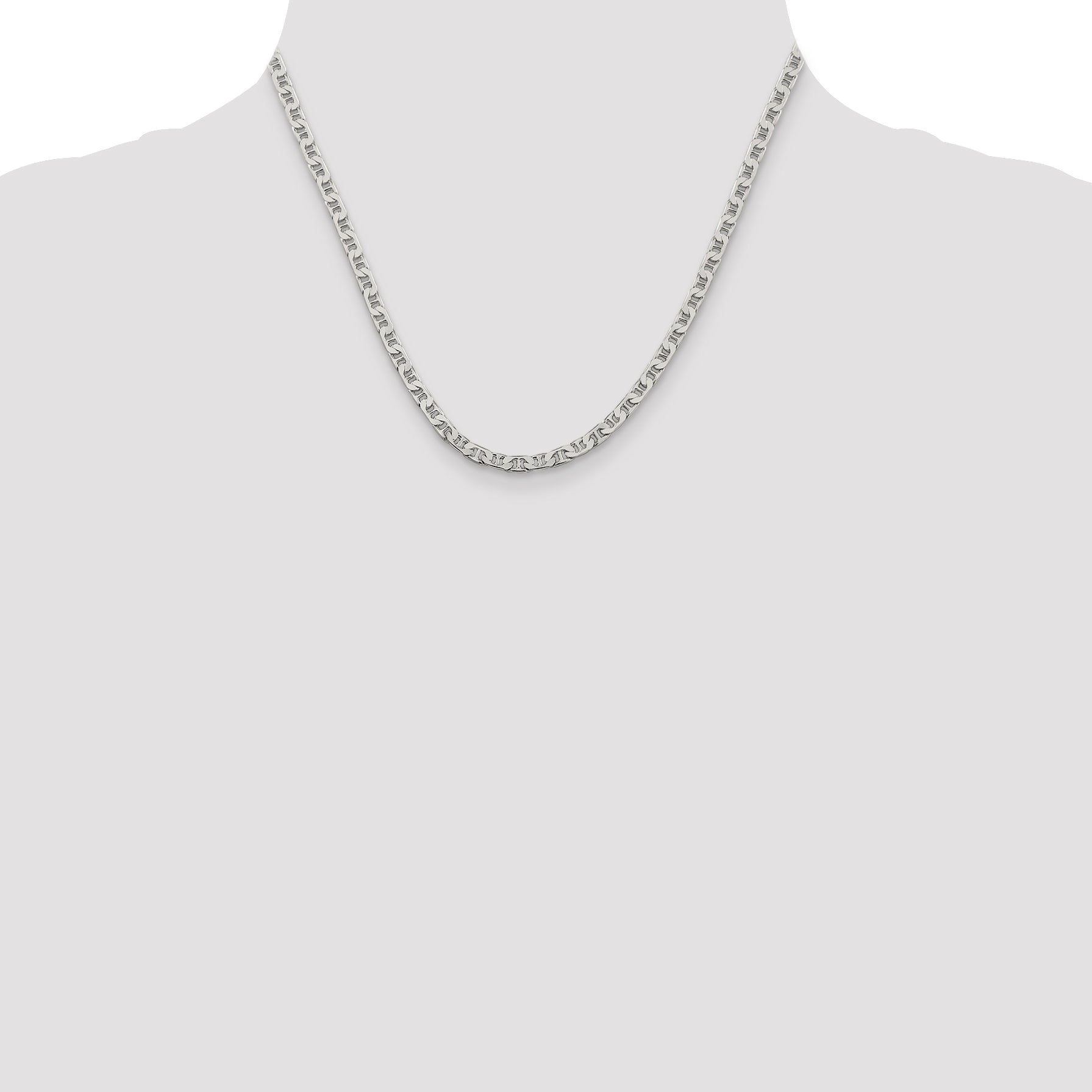 18 Inch Sterling Silver 3.75mm Flat Anchor Chain Necklace