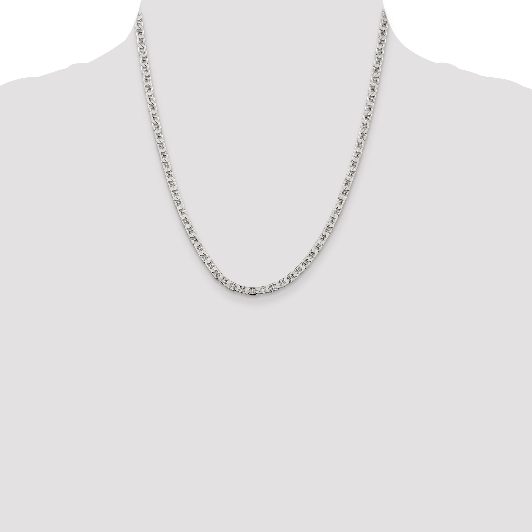 20 Inch Sterling Silver 3.75mm Flat Anchor Chain Necklace