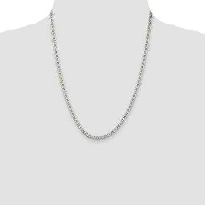 22 Inch Sterling Silver 3.75mm Flat Anchor Chain Necklace