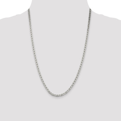 24 Inch Sterling Silver 3.75mm Flat Anchor Chain Necklace