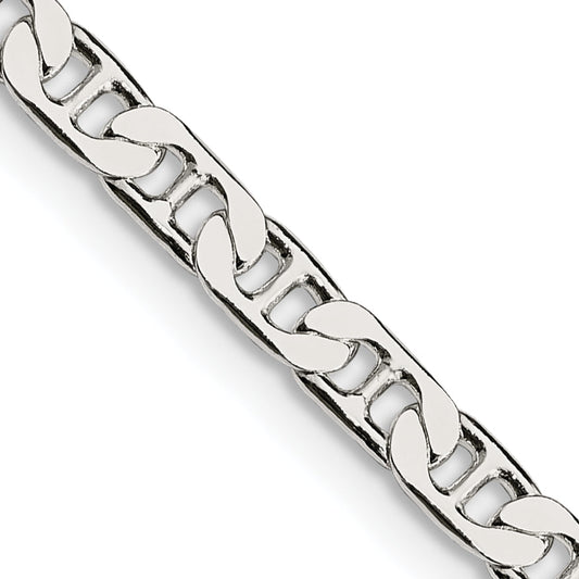 24 Inch Sterling Silver 3.75mm Flat Anchor Chain Necklace