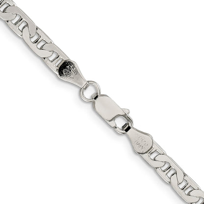 28 Inch Sterling Silver 4.5mm Flat Anchor Chain Necklace