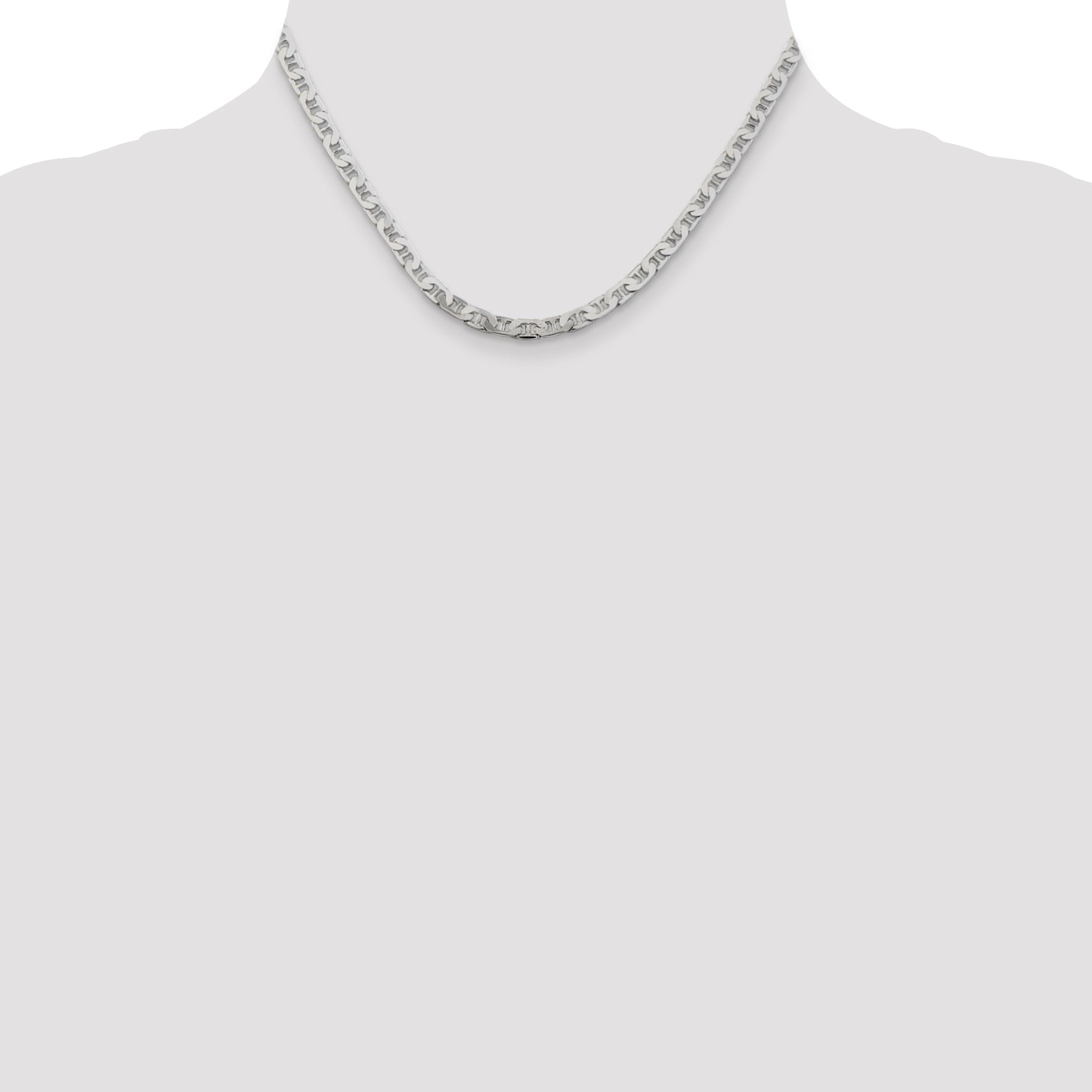 16 Inch Sterling Silver 4.5mm Flat Anchor Chain Necklace