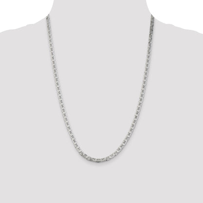 24 Inch Sterling Silver 4.5mm Flat Anchor Chain Necklace