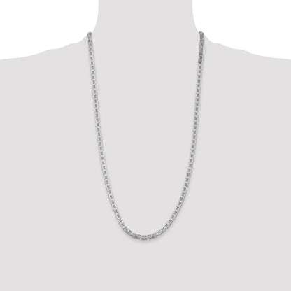 28 Inch Sterling Silver 4.5mm Flat Anchor Chain Necklace