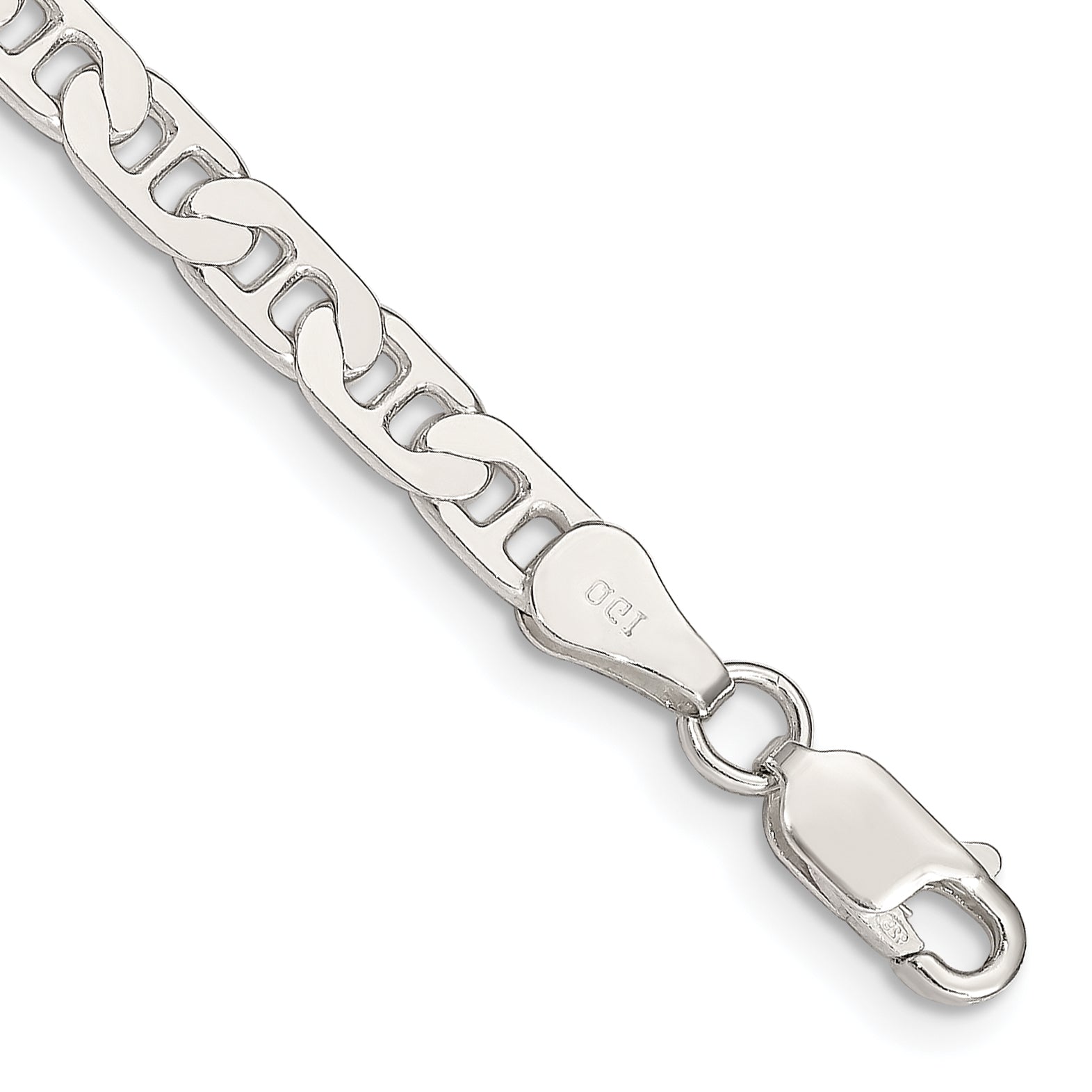 8 Inch Sterling Silver 4.5mm Flat Anchor Chain Bracelet