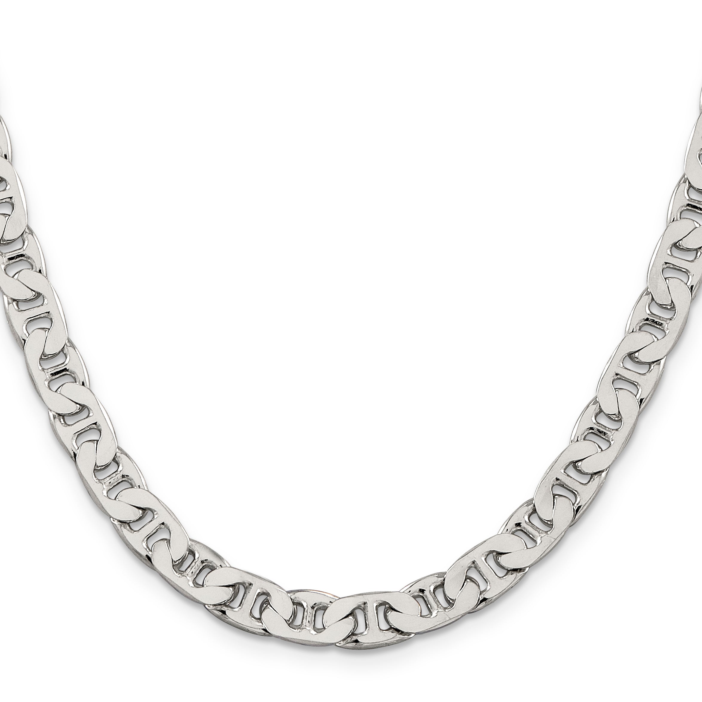 28 Inch Sterling Silver 6.5mm Flat Anchor Chain Necklace
