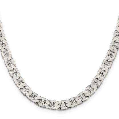 28 Inch Sterling Silver 6.5mm Flat Anchor Chain Necklace