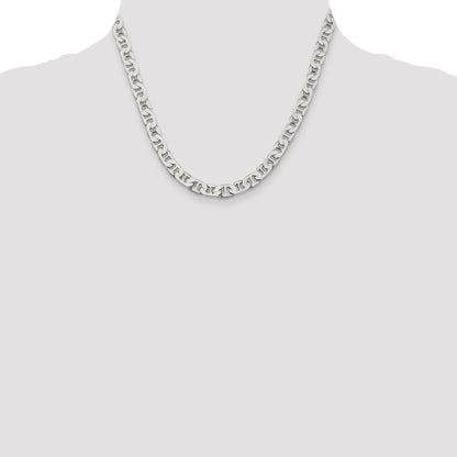 18 Inch Sterling Silver 6.5mm Flat Anchor Chain Necklace