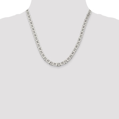 20 Inch Sterling Silver 6.5mm Flat Anchor Chain Necklace