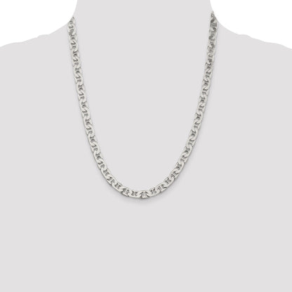 22 Inch Sterling Silver 6.5mm Flat Anchor Chain Necklace