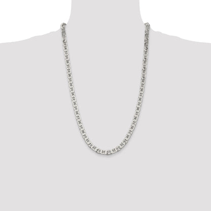 26 Inch Sterling Silver 6.5mm Flat Anchor Chain Necklace
