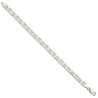 8 Inch Sterling Silver 6.5mm Flat Anchor Chain Bracelet