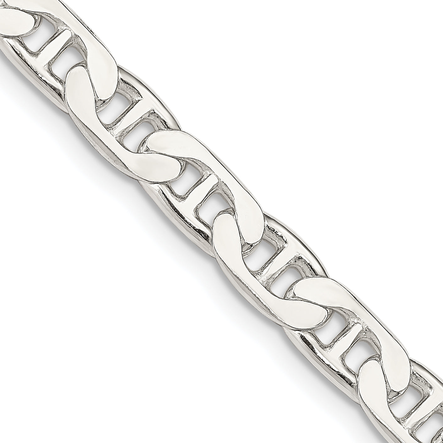 24 Inch Sterling Silver 6.5mm Flat Anchor Chain Necklace