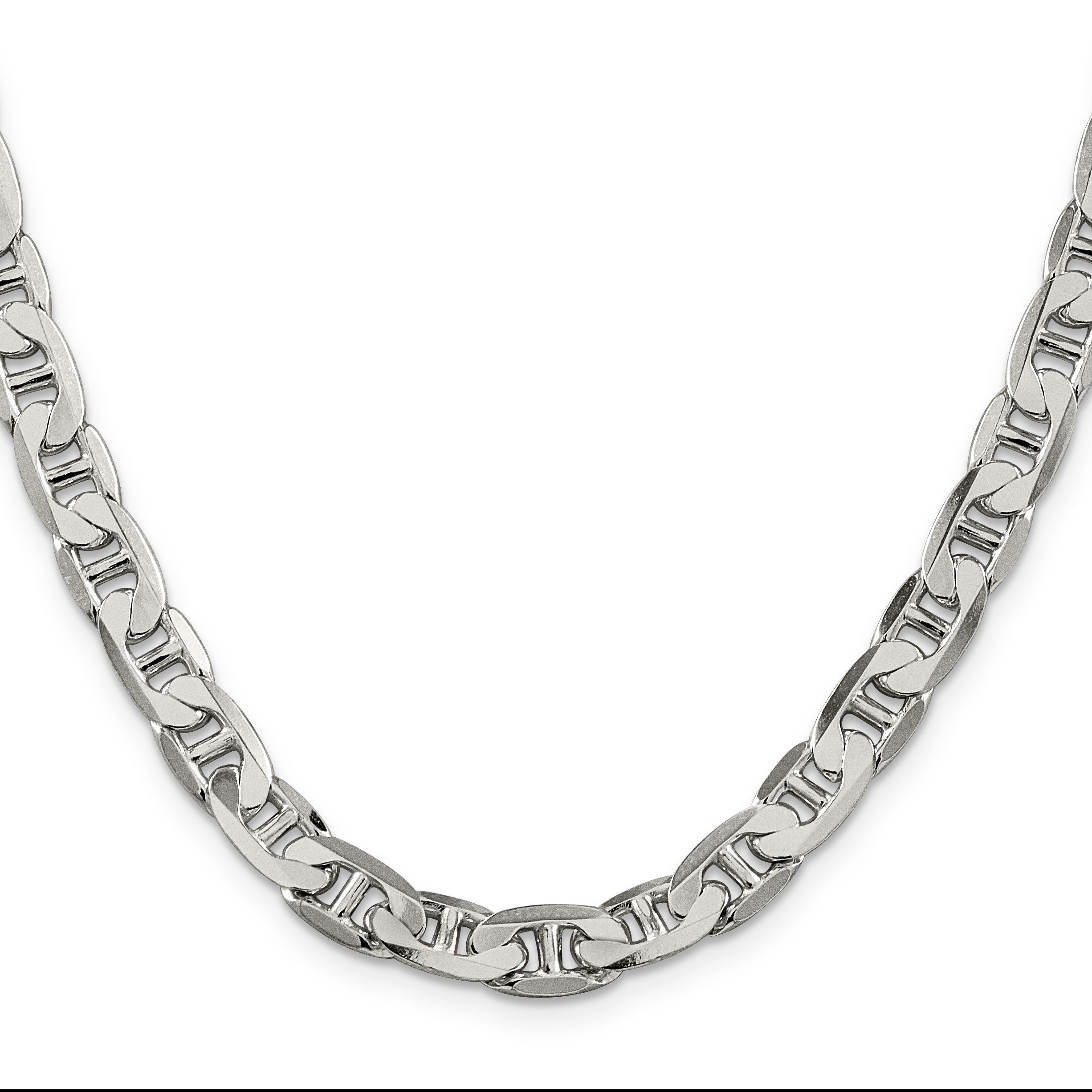 28 Inch Sterling Silver 7mm Flat Anchor Chain Necklace